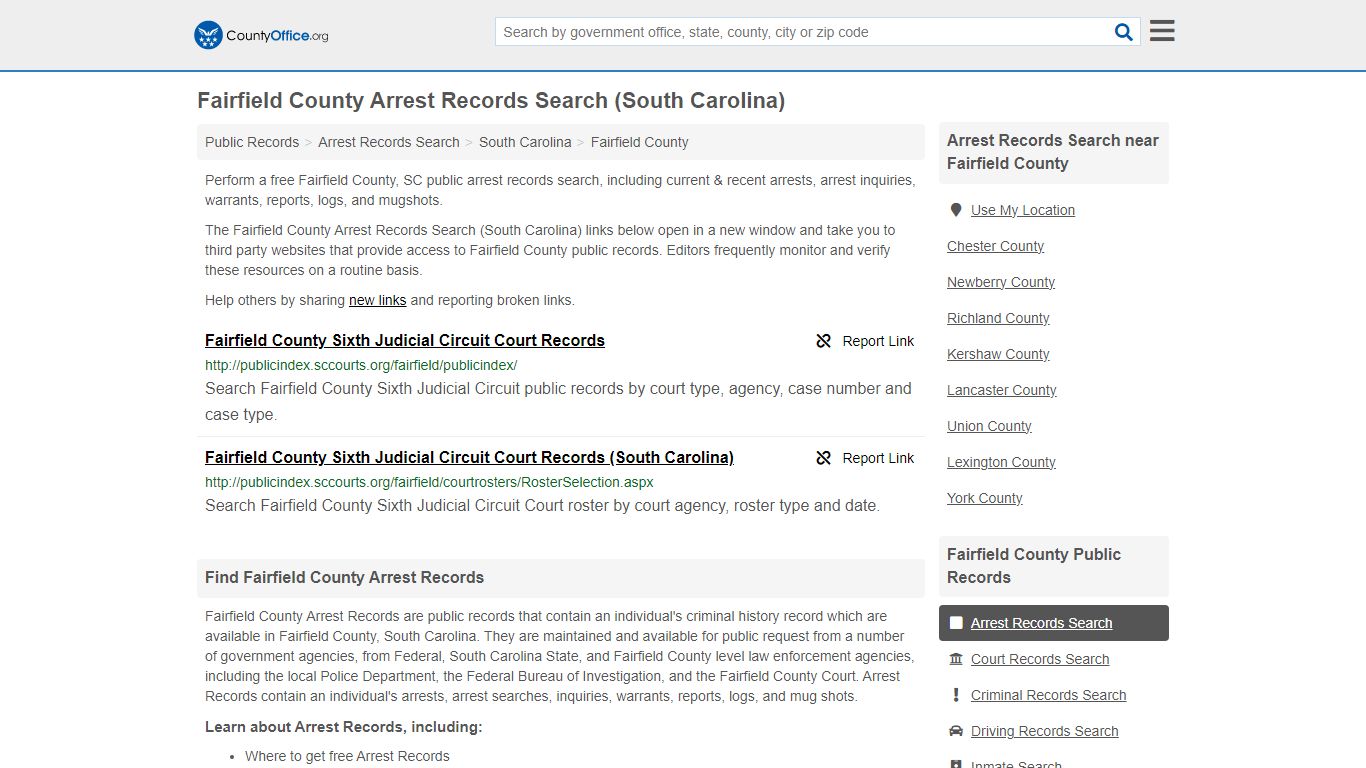 Arrest Records Search - Fairfield County, SC (Arrests & Mugshots)